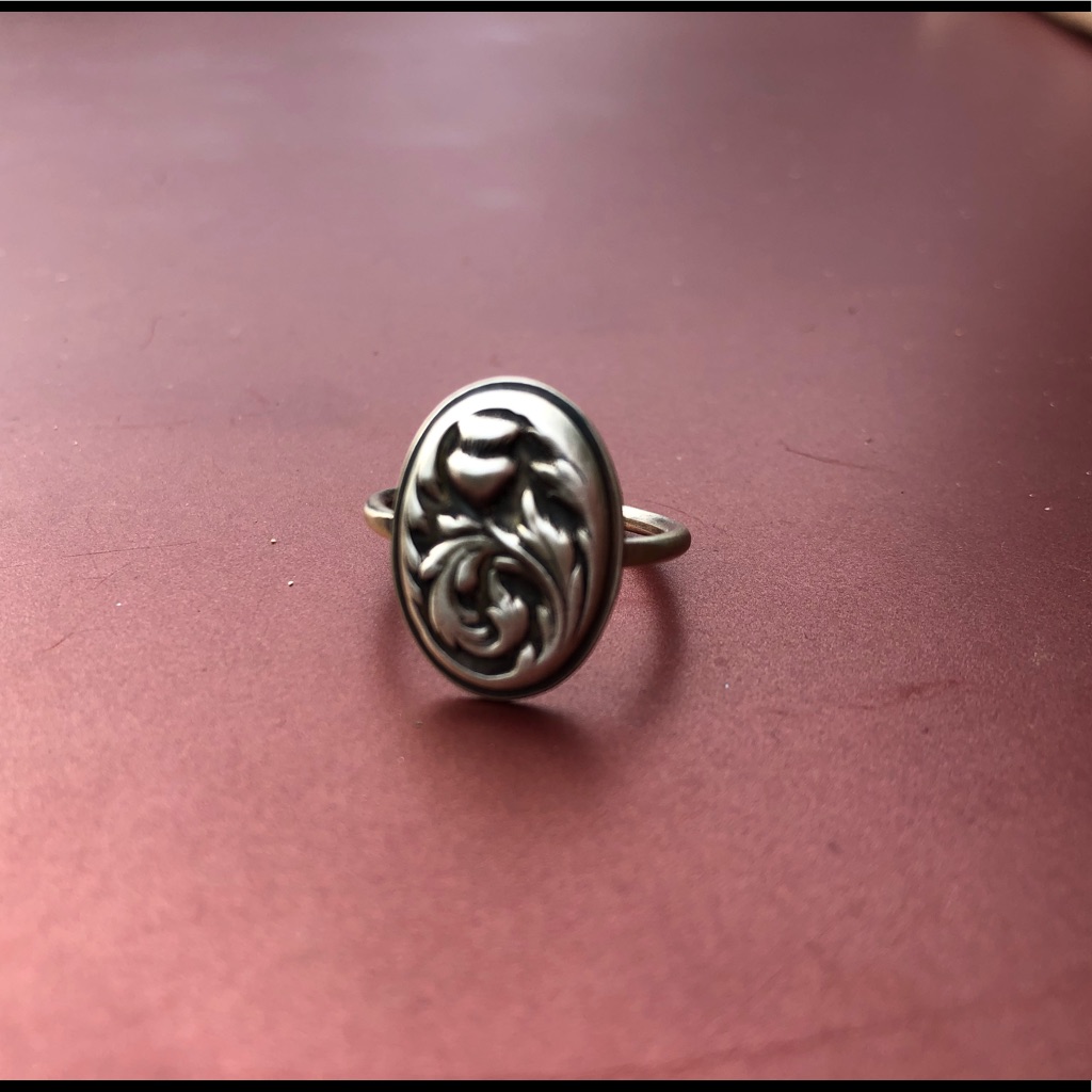 Artisan Made Sterling Silver Raised Floral Oval 9